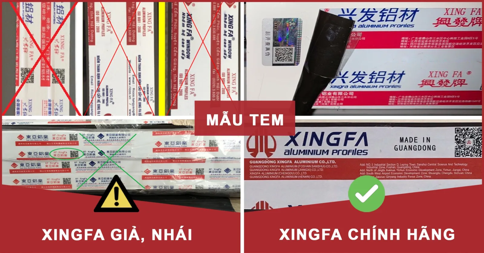Cách Phân Biệt Nhôm Xingfa Chính Hãng Tem Đỏ